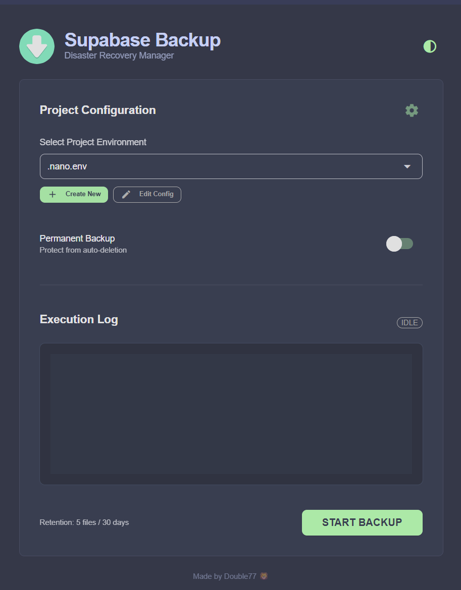 Supabase Backup GUI Dashboard